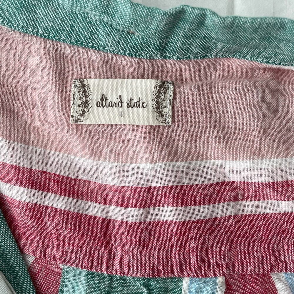 NWT Altar’d State Pink and Blue Lightweight Button Down Shirt - Picture 5 of 7